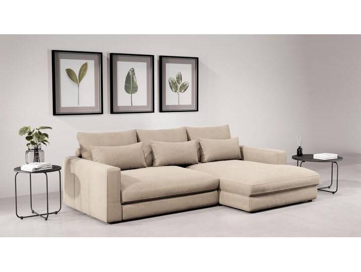Ecksofa HOME AFFAIRE Darwin, viele Kissen, extra tiefe Sitzfläche, 271/89/171 (B(H/T) , beige, B:271cm H:89cm T:171cm, 88% Polyester, 12% Polyacryl, Sofas, gemütlich und weich, L-Form, mit extra softem Sitzkomfort, Cord von Home-affaire