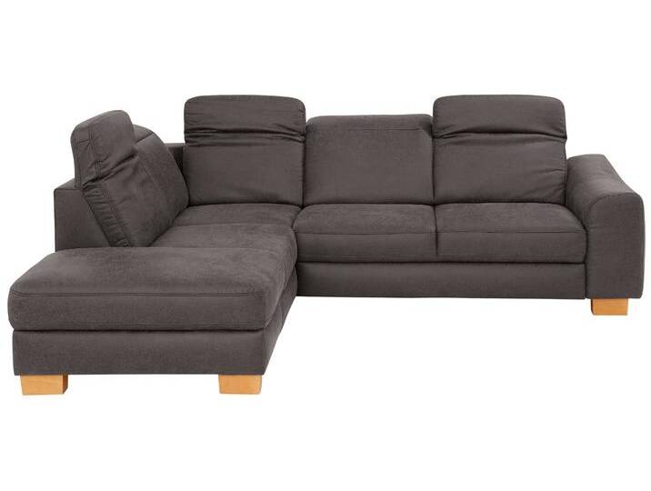 Ecksofa HOME AFFAIRE Dundee L-Form , grau (anthrazit), B:263cm H:86cm T:219cm, Luxus-Microfaser Lederoptik (100% Polyester), Sofas, wahlweise mit Kopfteilverstellung und zusätzlich mit Bettfunktion von Home-affaire