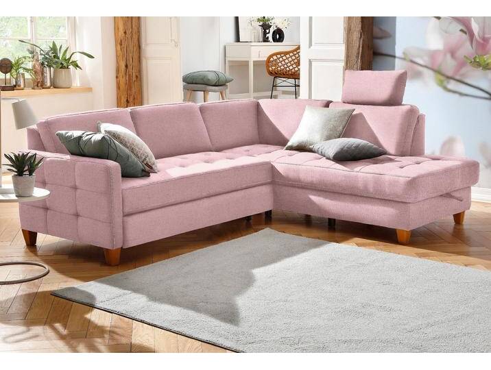 Ecksofa HOME AFFAIRE Earl L-Form , rosa (flamingo), B:233cm H:80cm T:196cm, Luxus-Microfaser in Lederoptik (100% Polyester);Struktur fein (100% Polyester);Luxus-Microfaser ALTARA NUBUCK (100% Polyester), Sofas, wahlweise auch mit Bettfunktion oder Bettfunktion mit Bettkasten von Home-affaire