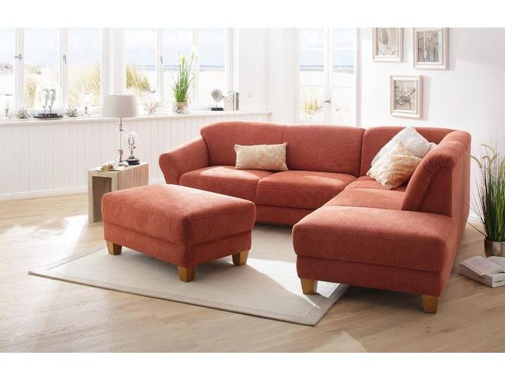 Ecksofa HOME AFFAIRE Gotland L-Form , orange (terra), B:257cm H:84cm T:212cm, Struktur (100% Polypropylen), Luxus-Microfaser ALTARA NUBUCK (100% Polyester), 90% Polyester/10% Polyamid Luxus-Microfaser (100% Polyester), Sofas, wahlweise mit Sitztiefenverstellung + Bettkasten von Home-affaire