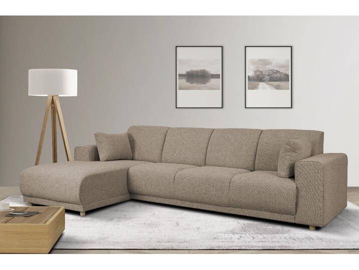 Ecksofa HOME AFFAIRE LEMPS wahlweise Recamiere links oder rechts L-Form , grau (taupe), B:297cm H:85cm T:162cm, 100% Polyester, Sofas, incl. Zierkissen, Stellmaße 297x162 cm von Home-affaire
