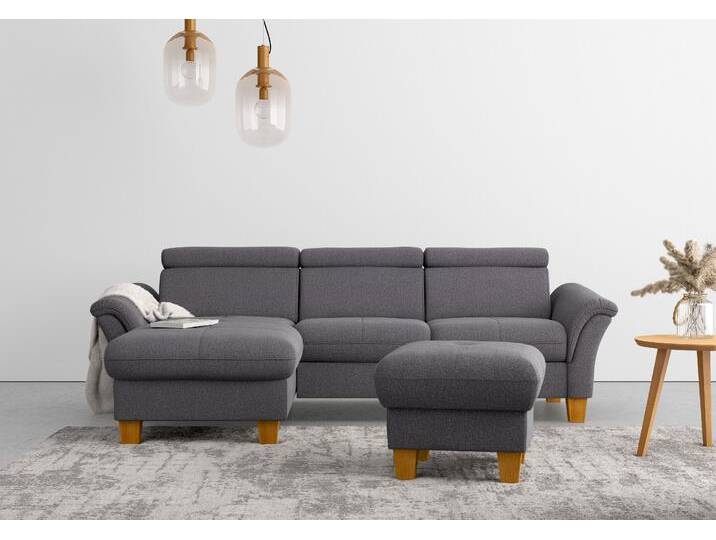 Ecksofa HOME AFFAIRE Lindgren L-Form , braun (espresso), B:258cm H:84cm T:169cm, 100% Polyester, Sofas, wahlweise mit Bett mit klappbaren Rollen, Kasten und Kopfverstellung von Home-affaire