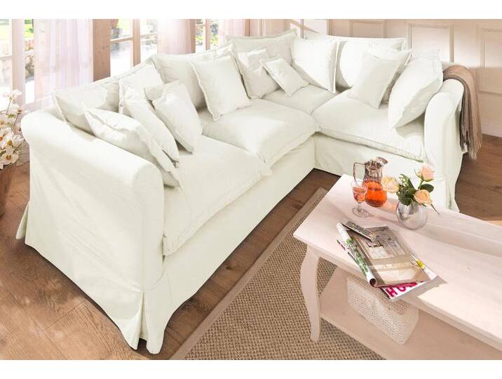 Ecksofa HOME AFFAIRE Luise L-Form , beige, B:275cm H:75cm T:192cm, Struktur 100% Polyester, Sofas, mit vielen losen Kissen und abnehmbarer Husse von Home-affaire