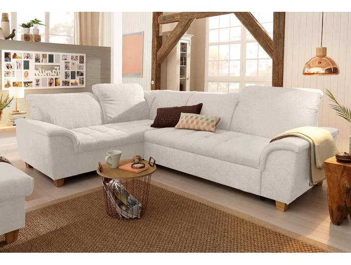 Ecksofa HOME AFFAIRE Lyla L-Form , beige (natur), B:275cm H:81cm T:214cm, Luxus-Microfaser Lederoptik (100% Polyester);Microfaser PRIMABELLE (100% Polyester);Feinstruktur weich (100% Polyester), Sofas, wahlweise mit Rückenfunktion und Bettfunktion von Home-affaire