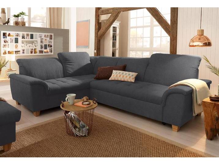 Ecksofa HOME AFFAIRE Lyla L-Form , grau (anthrazit), B:275cm H:81cm T:214cm, Luxus-Microfaser Lederoptik (100% Polyester);Microfaser PRIMABELLE (100% Polyester);Feinstruktur weich (100% Polyester), Sofas, wahlweise mit Rückenfunktion und Bettfunktion von Home-affaire