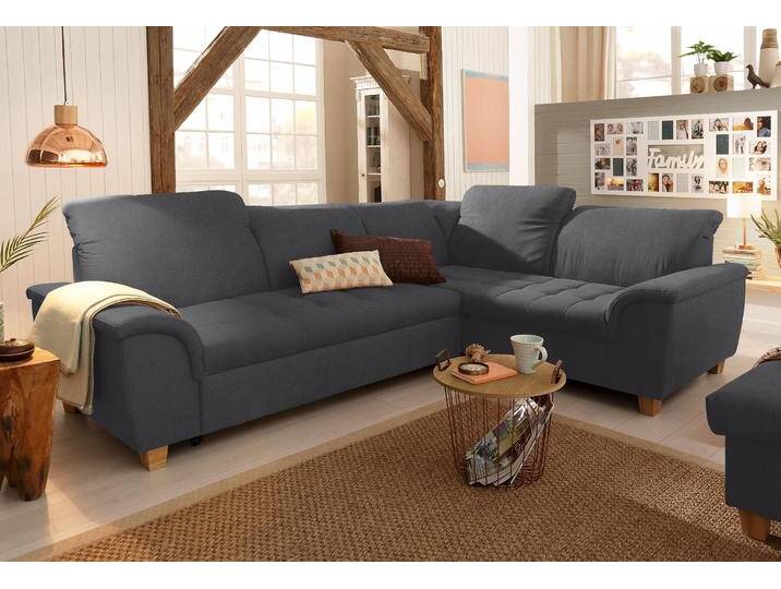 Ecksofa, Luxus-Microfaser Lederoptik, Anthrazit 275×214 cm, Mit Rückenverstellung & Bettfunktion, Modern, Home-affaire von Home-affaire