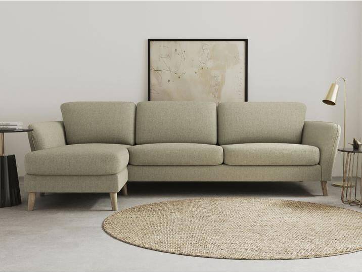 Ecksofa HOME AFFAIRE MARSEILLE (279/152cm),L-Form, Rec. rechts/links, verschiedene Bezüge , beige, B:279cm H:88cm T:152cm, Struktur fein (58% Polyester, 22% Polypropylen), Filzoptik (100% Polyester), Webstoff (100% Polyester), Sofas, Massivholzbeine Eiche, Landhausstil, Wellenunterfederung von Home-affaire