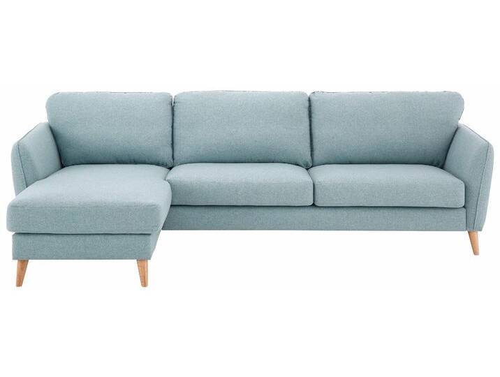 Ecksofa HOME AFFAIRE MARSEILLE (279/152cm),L-Form, Rec. rechts/links, verschiedene Bezüge , grün (salbei), B:279cm H:88cm T:152cm, Struktur fein (58% Polyester, 22% Polypropylen), Filzoptik (100% Polyester), Webstoff (100% Polyester), Sofas, Massivholzbeine Eiche, Landhausstil, Wellenunterfederung von Home-affaire