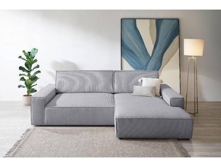 Ecksofa HOME AFFAIRE NEU: SHERWOOD XXL 284, Big-Sofa L-Form, tiefe Sitzfläche 95 cm, Cord , grau (hellgrau), B:284cm H:90cm T:195cm, 100% Polyester, Sofas, Recamiere rechts/links, als Schlafsofa stellbar, Cord u. Leinenoptik von Home-affaire