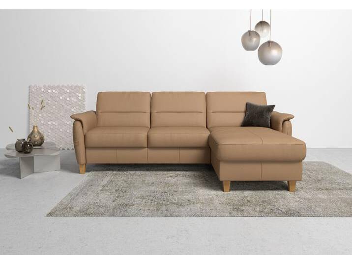 Ecksofa HOME AFFAIRE Palmera L-Form, B: 244 cm , braun (cappuccino), B:244cm H:89cm T:163cm, Luxus-Microfaser (100% Polyester);Struktur (100% Polyester);Luxus-Microfaser in Lederoptik (100% Polyester), Sofas, optional Bettfunktion & Bettkasten, Federkern, Topseller von Home-affaire
