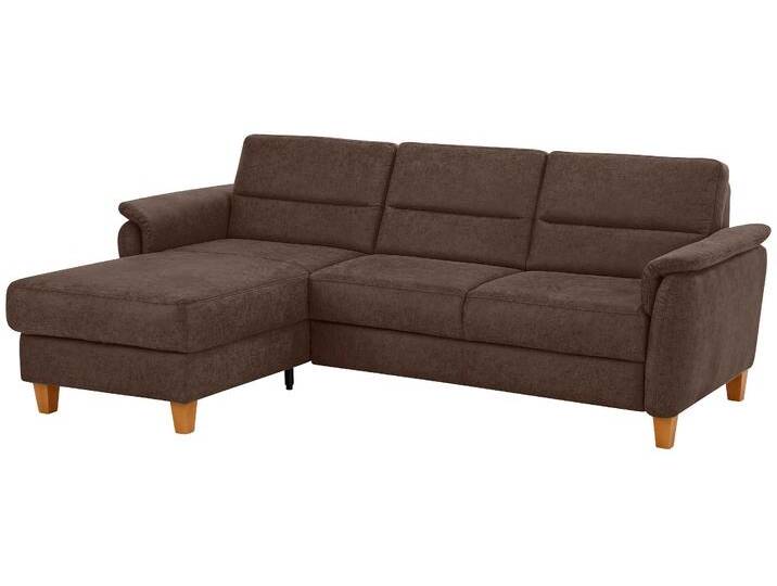 Ecksofa HOME AFFAIRE Palmera L-Form , braun (dunkelbraun), B:244cm H:89cm T:163cm, 100% Polyester, Struktur (100% Polyester), Luxus-Microfaser in Lederoptik (100% Polyester), Sofas, Federkern, wahlweise mit Bettfunktion und mit/ohne Bettkasten von Home-affaire