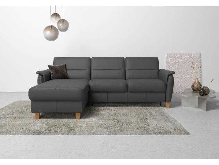 Ecksofa HOME AFFAIRE Palmera L-Form, B: 244 cm , braun (mocca), B:244cm H:89cm T:163cm, Luxus-Microfaser (100% Polyester);Struktur (100% Polyester);Luxus-Microfaser in Lederoptik (100% Polyester), Sofas, optional Bettfunktion & Bettkasten, Federkern von Home-affaire