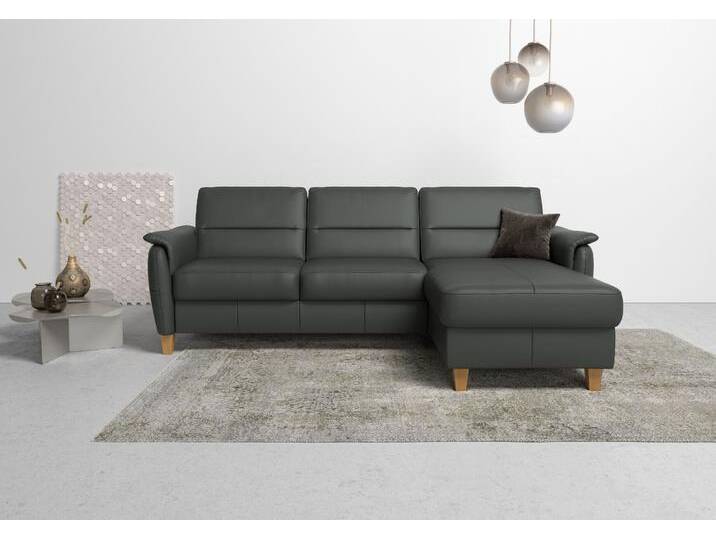 Ecksofa HOME AFFAIRE Palmera L-Form , grau (anthrazit), B:244cm H:89cm T:163cm, Luxus-Microfaser (100% Polyester), Struktur (100% Polyester), Luxus-Microfaser in Lederoptik (100% Polyester), Sofas, Federkern, wahlweise mit Bettfunktion und mit/ohne Bettkasten von Home-affaire