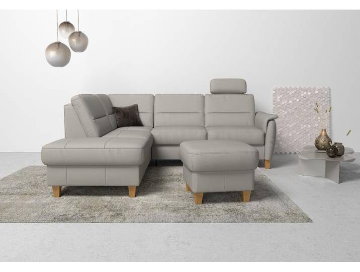 Ecksofa HOME AFFAIRE Palmera L-Form, B: 236 cm , grau (lightgrau), B:236cm H:89cm T:212cm, Luxus-Microfaser (100% Polyester);Struktur (100% Polyester);Luxus-Microfaser in Lederoptik (100% Polyester), Sofas, optional Bettfunktion & Bettkasten, Federkern von Home-affaire
