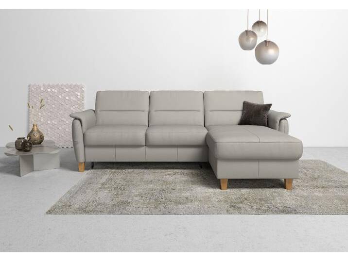 Ecksofa HOME AFFAIRE Palmera L-Form, B: 244 cm , grau (lightgrau), B:244cm H:89cm T:163cm, Luxus-Microfaser (100% Polyester);Struktur (100% Polyester);Luxus-Microfaser in Lederoptik (100% Polyester), Sofas, optional Bettfunktion & Bettkasten, Federkern von Home-affaire