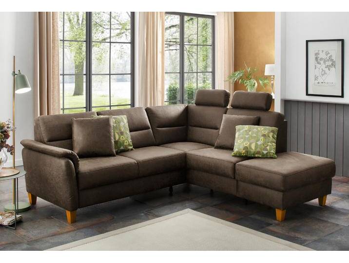 Ecksofa HOME AFFAIRE Palmera L-Form, B: 236 cm , grün (oliv), B:236cm H:89cm T:212cm, 100% Polyester;Struktur (100% Polyester);Luxus-Microfaser in Lederoptik (100% Polyester), Sofas, optional Bettfunktion & Bettkasten, Federkern von Home-affaire