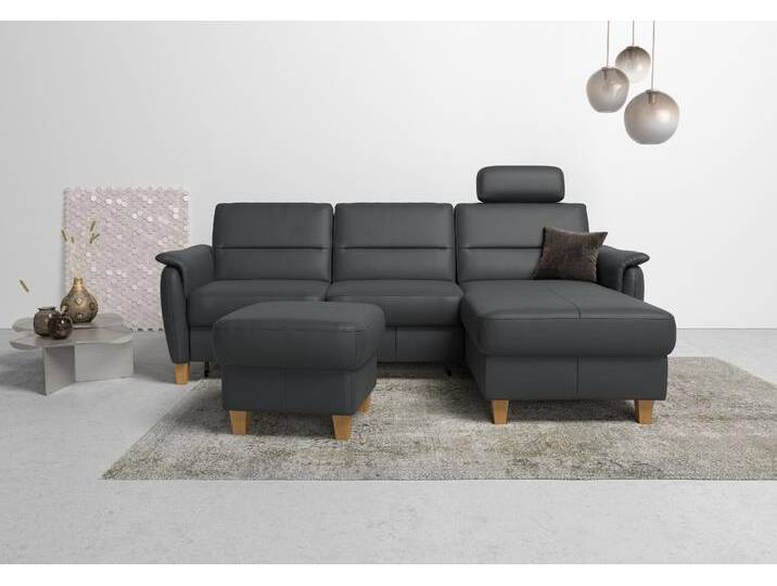 Ecksofa HOME AFFAIRE Palmera L-Form, B: 244 cm , schwarz, B:244cm H:89cm T:163cm, Luxus-Microfaser (100% Polyester);Struktur (100% Polyester);Luxus-Microfaser in Lederoptik (100% Polyester), Sofas, optional Bettfunktion & Bettkasten, Federkern, Topseller von Home-affaire