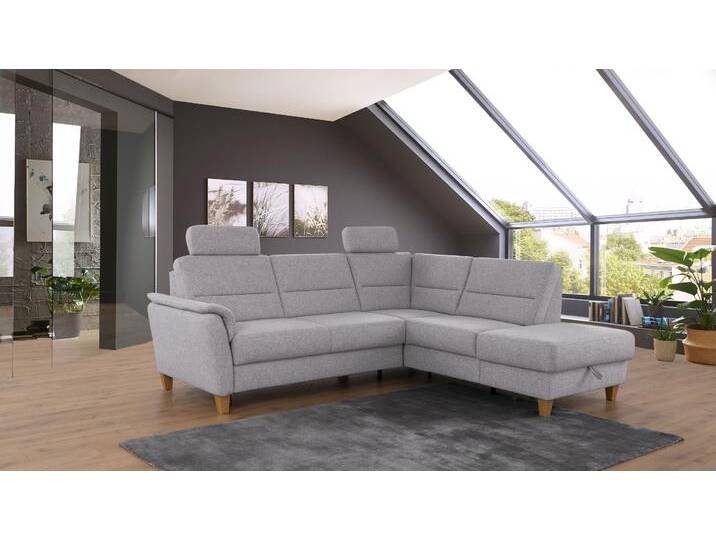 Ecksofa HOME AFFAIRE Palmera L-Form , silber, B:236cm H:89cm T:212cm, 100% Polyester, Struktur (100% Polyester), Luxus-Microfaser in Lederoptik (100% Polyester), Sofas, Federkern, wahlweise mit Bettfunktion und mit/ohne Stauraum von Home-affaire