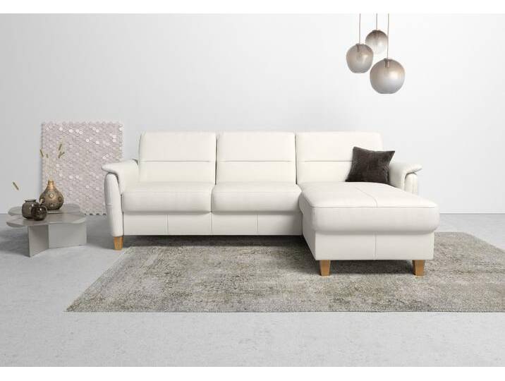 Ecksofa HOME AFFAIRE Palmera L-Form, B: 244 cm , weiß (reinweiß), B:244cm H:89cm T:163cm, Luxus-Microfaser (100% Polyester);Struktur (100% Polyester);Luxus-Microfaser in Lederoptik (100% Polyester), Sofas, optional Bettfunktion & Bettkasten, Federkern von Home-affaire