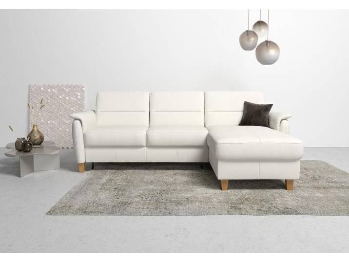 Ecksofa HOME AFFAIRE Palmera L-Form, B: 244 cm , weiß (reinweiß), B:244cm H:89cm T:163cm, Luxus-Microfaser (100% Polyester);Struktur (100% Polyester);Luxus-Microfaser in Lederoptik (100% Polyester), Sofas, optional Bettfunktion & Bettkasten, Federkern von Home-affaire