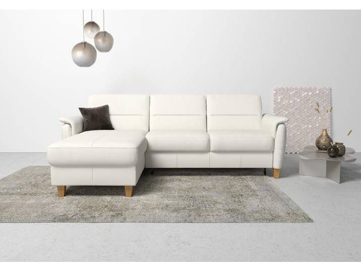 Ecksofa HOME AFFAIRE Palmera L-Form, B: 244 cm , weiß (reinweiß), B:244cm H:89cm T:163cm, Luxus-Microfaser (100% Polyester);Struktur (100% Polyester);Luxus-Microfaser in Lederoptik (100% Polyester), Sofas, optional Bettfunktion & Bettkasten, Federkern von Home-affaire