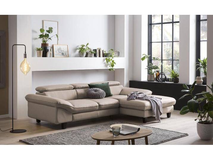 Ecksofa HOME AFFAIRE Pilot L-Form , beige (sand), B:268cm H:73cm T:108cm, 100% Polyester, Feinstruktur 75000 Scheuertouren, Struktur 35000 Scheuertouren, Microfaser 40000, Sofas, mit Kopfteilverstellung, wahlweise mit Bettfunktion & Bettkasten von Home-affaire