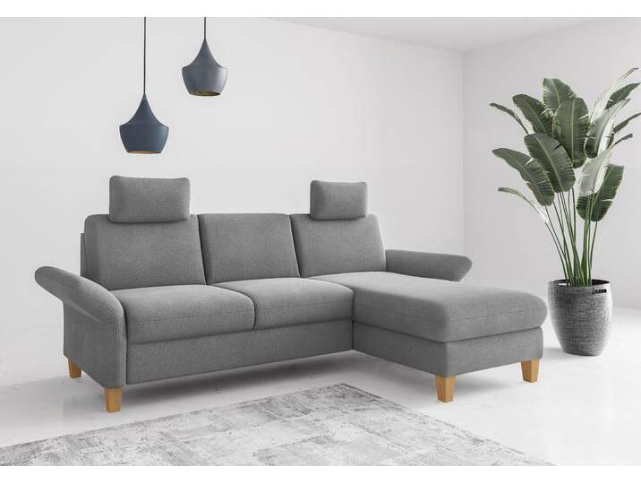 Ecksofa HOME AFFAIRE Rochelle, L-Form , grau, B:251cm H:90cm T:164cm, 100% Polyester, Sofas, wahlweise mit Armteilverstellung, Bettfunktion und Bettkasten von Home-affaire
