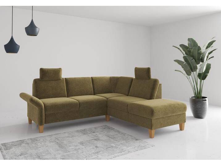 Ecksofa HOME AFFAIRE Rochelle, L-Form , grün (olive), B:240cm H:90cm T:216cm, 100% Polyester, Sofas, wahlweise mit Armteilverstellung, Bettfunktion und Bettkasten von Home-affaire