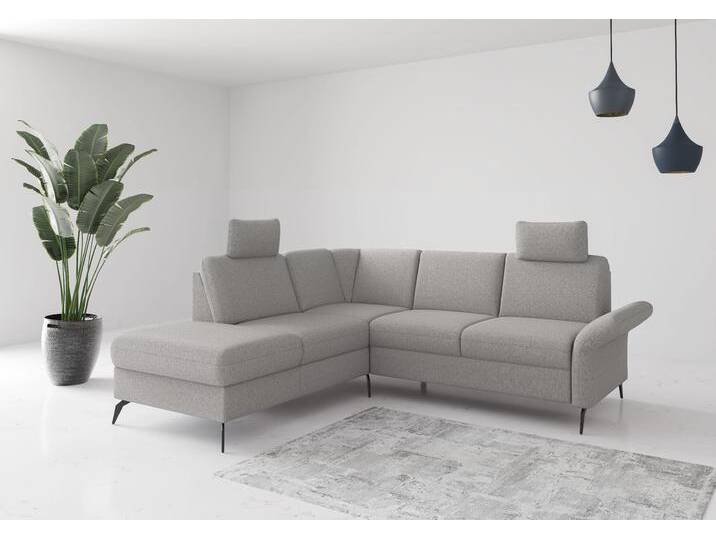 Ecksofa HOME AFFAIRE Rochelle , grau (hellgrau), B:240cm H:93cm T:216cm, 95% Polyester 5% Polyamid, Sofas, wahlweise mit Bettfunktion, Bettkasten und Armteilverstellung von Home-affaire