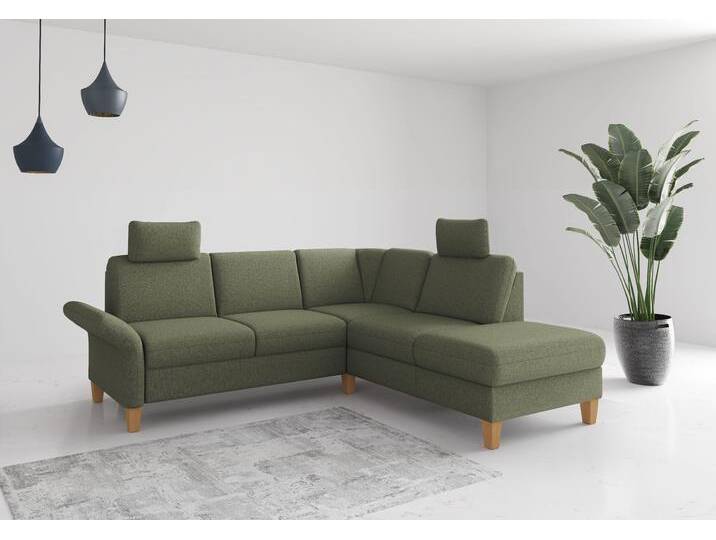 Ecksofa HOME AFFAIRE Rochelle, L-Form , grün (olive), B:240cm H:90cm T:216cm, 95% Polyester 5% Polyamid, Sofas, wahlweise mit Armteilverstellung, Bettfunktion und Bettkasten von Home-affaire