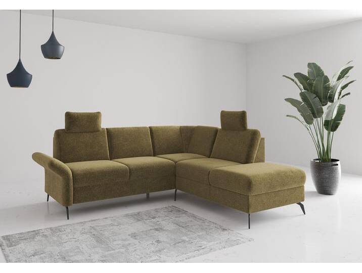 Ecksofa HOME AFFAIRE Rochelle , grün (olive), B:240cm H:93cm T:216cm, 100% Polyester, Sofas, wahlweise mit Bettfunktion, Bettkasten und Armteilverstellung von Home-affaire