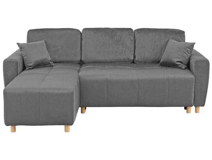 Ecksofa HOME AFFAIRE Scania L-Form , grau (hellgrau), B:220cm H:86cm T:160cm, Microfaer (100% Polyester);Struktur fein (100% Polyester);Samtoptik (100% Polyester), Sofas, wahlweise mit Bettfunktion und Bettkasten von Home-affaire