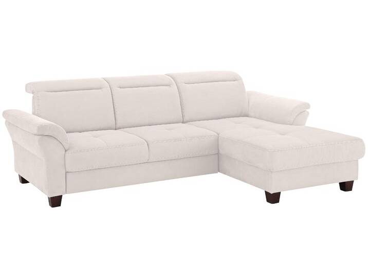 Ecksofa HOME AFFAIRE Solvei L-Form , beige (natur), B:255cm H:104cm T:185cm, Struktur (100% Polyester), Luxus-Microfaser Lederoptik (100% Polyester), Luxus-Microfaser ALTARA NUBUCK (100% Polyester), Sofas, mit Recamierenabschluß und Sitztiefenverstellung von Home-affaire