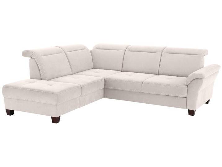 Ecksofa HOME AFFAIRE Solvei L-Form , beige (natur), B:260cm H:104cm T:235cm, Luxus-Microfaser Lederoptik (100% Polyester), Struktur (100% Polyester), Luxus-Microfaser ALTARA NUBUCK (100% Polyester), Sofas, wahlweise auch mit Kopfteilverstellung und Bettfunktion, Federkern von Home-affaire