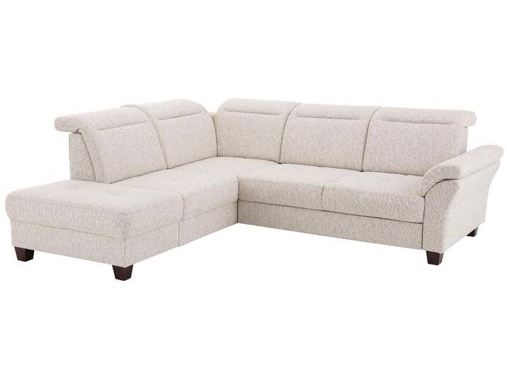 Ecksofa HOME AFFAIRE Solvei L-Form , beige (natur), B:260cm H:104cm T:235cm, Luxus-Microfaser Lederoptik (100% Polyester), Struktur (100% Polyester), Luxus-Microfaser ALTARA NUBUCK (100% Polyester), Sofas, wahlweise auch mit Kopfteilverstellung und Bettfunktion, Federkern von Home-affaire