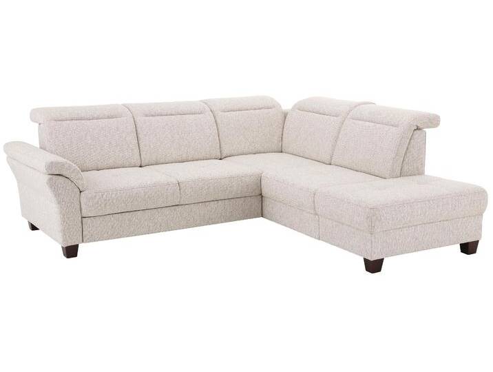 Ecksofa HOME AFFAIRE Solvei L-Form , beige (natur), B:260cm H:104cm T:235cm, Luxus-Microfaser Lederoptik (100% Polyester), Struktur (100% Polyester), Luxus-Microfaser ALTARA NUBUCK (100% Polyester), Sofas, wahlweise auch mit Kopfteilverstellung und Bettfunktion, Federkern von Home-affaire