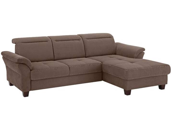 Ecksofa HOME AFFAIRE Solvei L-Form , braun, B:255cm H:104cm T:185cm, Struktur (100% Polyester), Luxus-Microfaser Lederoptik (100% Polyester), Luxus-Microfaser ALTARA NUBUCK (100% Polyester), Sofas, mit Recamierenabschluß und Sitztiefenverstellung von Home-affaire