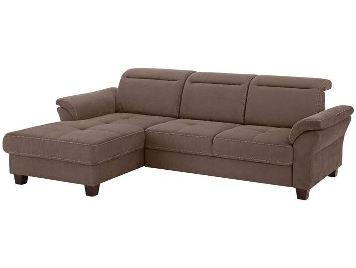 Ecksofa HOME AFFAIRE Solvei L-Form , braun, B:255cm H:104cm T:185cm, Struktur (100% Polyester), Luxus-Microfaser Lederoptik (100% Polyester), Luxus-Microfaser ALTARA NUBUCK (100% Polyester), Sofas, mit Recamierenabschluß und Sitztiefenverstellung von Home-affaire