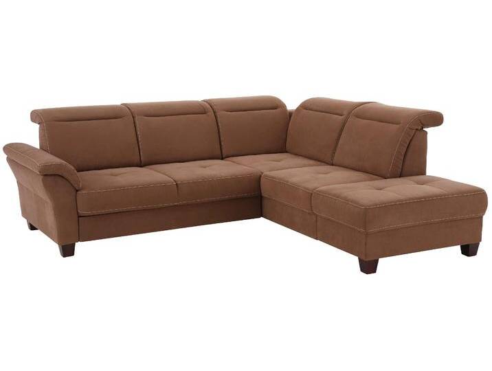 Ecksofa HOME AFFAIRE Solvei L-Form , braun, B:260cm H:104cm T:235cm, Luxus-Microfaser Lederoptik (100% Polyester), Struktur (100% Polyester), Luxus-Microfaser ALTARA NUBUCK (100% Polyester), Sofas, wahlweise auch mit Kopfteilverstellung und Bettfunktion, Federkern von Home-affaire