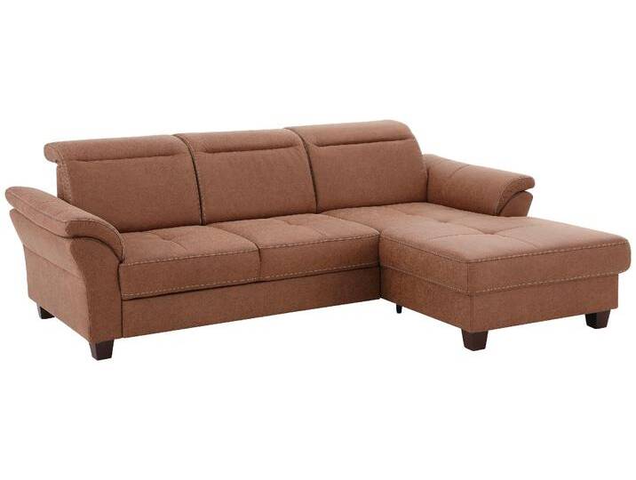 Ecksofa HOME AFFAIRE Solvei L-Form , braun (haselnuss), B:255cm H:104cm T:185cm, Struktur (100% Polyester), Luxus-Microfaser Lederoptik (100% Polyester), Luxus-Microfaser ALTARA NUBUCK (100% Polyester), Sofas, mit Recamierenabschluß und Sitztiefenverstellung von Home-affaire