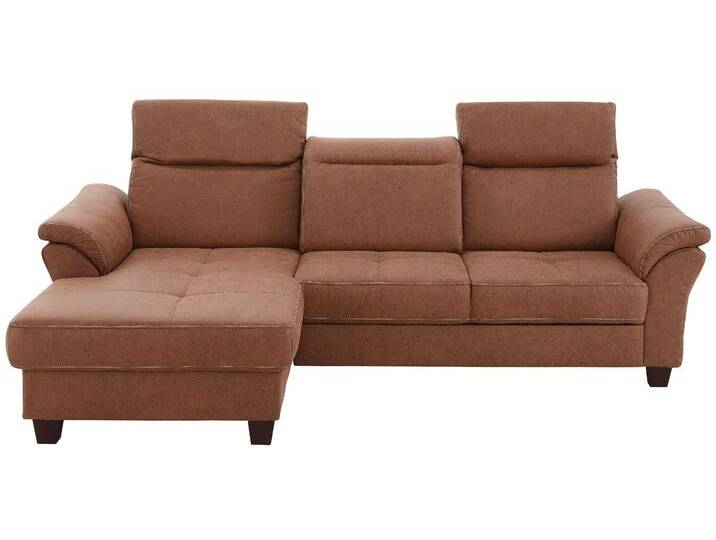 Ecksofa HOME AFFAIRE Solvei L-Form , braun (haselnuss), B:255cm H:104cm T:185cm, Struktur (100% Polyester), Luxus-Microfaser Lederoptik (100% Polyester), Luxus-Microfaser ALTARA NUBUCK (100% Polyester), Sofas, mit Recamierenabschluß und Sitztiefenverstellung von Home-affaire