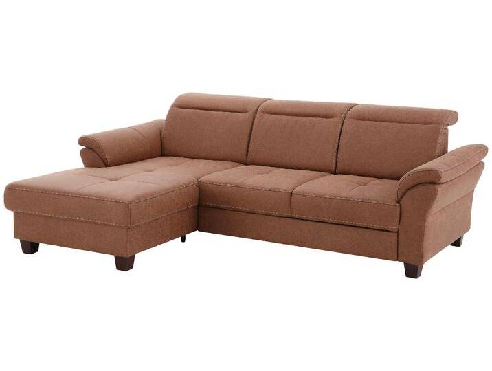 Ecksofa HOME AFFAIRE Solvei L-Form , braun (haselnuss), B:255cm H:104cm T:185cm, Struktur (100% Polyester), Luxus-Microfaser Lederoptik (100% Polyester), Luxus-Microfaser ALTARA NUBUCK (100% Polyester), Sofas, mit Recamierenabschluß und Sitztiefenverstellung von Home-affaire