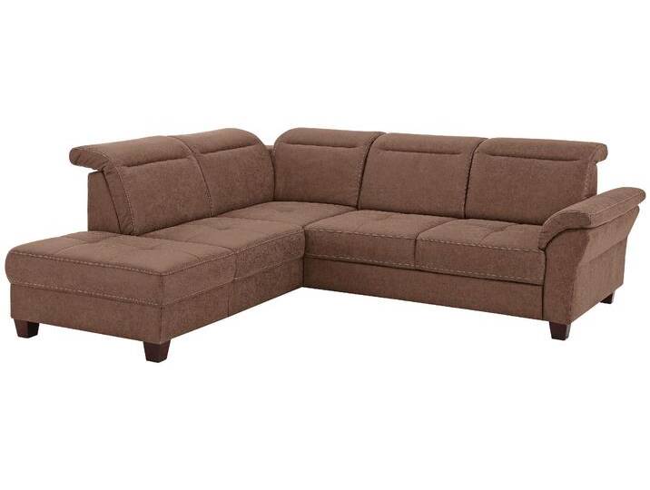 Ecksofa HOME AFFAIRE Solvei L-Form , braun (haselnuss), B:260cm H:104cm T:235cm, Luxus-Microfaser Lederoptik (100% Polyester), Struktur (100% Polyester), Luxus-Microfaser ALTARA NUBUCK (100% Polyester), Sofas, wahlweise auch mit Kopfteilverstellung und Bettfunktion, Federkern von Home-affaire