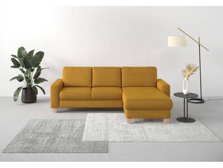 Ecksofa HOME AFFAIRE Summer L-Form , gelb (mustard), B:249cm H:91cm T:164cm, 100% Polyester, Sofas, mit Recamiere, mit oder ohne Bettfunktion und Bettkasten, Cord-Bezug von Home-affaire