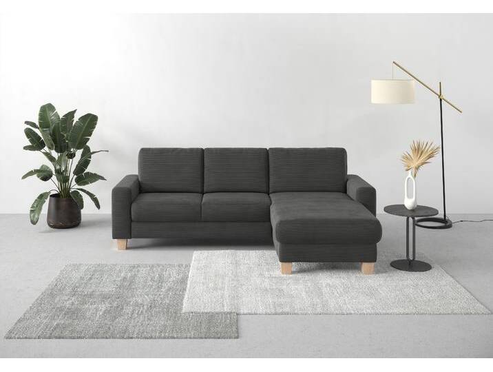 Ecksofa HOME AFFAIRE Summer L-Form , grau (anthrazit), B:249cm H:91cm T:164cm, 95% Polyester, 5% Polyamid, Sofas, mit Recamiere, mit oder ohne Bettfunktion und Bettkasten, Cord-Bezug von Home-affaire