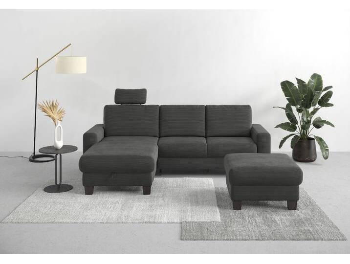 Ecksofa HOME AFFAIRE Summer L-Form , grau (anthrazit), B:249cm H:91cm T:164cm, 95% Polyester, 5% Polyamid, Sofas, mit Recamiere, mit oder ohne Bettfunktion und Bettkasten, Cord-Bezug von Home-affaire