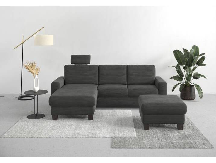 Ecksofa HOME AFFAIRE Summer L-Form , grau (anthrazit), B:249cm H:91cm T:164cm, 95% Polyester, 5% Polyamid, Sofas, mit Recamiere, mit oder ohne Bettfunktion und Bettkasten, Cord-Bezug von Home-affaire