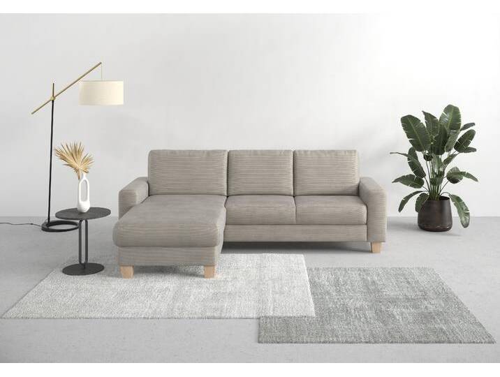 Ecksofa HOME AFFAIRE Summer L-Form , grau (steel), B:249cm H:91cm T:164cm, 95% Polyester, 5% Polyamid, Sofas, mit Recamiere, mit oder ohne Bettfunktion und Bettkasten, Cord-Bezug von Home-affaire