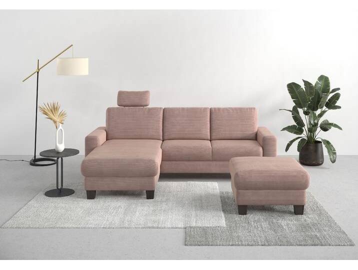 Ecksofa HOME AFFAIRE Summer L-Form , rosa (altrosa), B:249cm H:91cm T:164cm, 95% Polyester, 5% Polyamid, Sofas, mit Recamiere, mit oder ohne Bettfunktion und Bettkasten, Cord-Bezug von Home-affaire