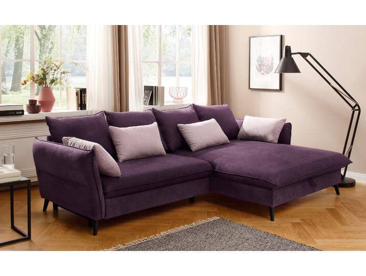 Ecksofa HOME AFFAIRE Tirano, moderne Optik, komfortabel, Breite 274cm,L-Form , lila, B:274cm H:88cm T:170cm, Sofas, wahlweise mit Bettfunktion und Bettkasten von Home-affaire